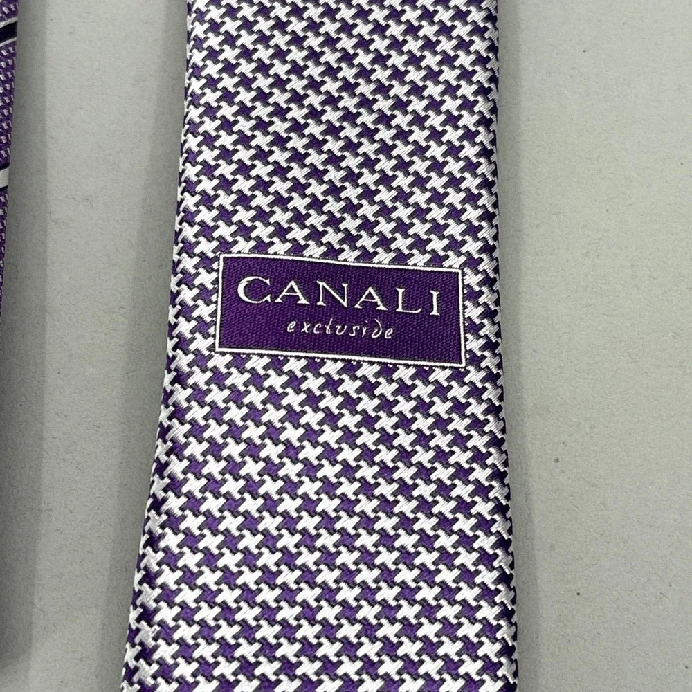 Canali Tie‎ Mens Purple Jacquard Stripe 100% Silk Made Italy Woven Necktie NEW